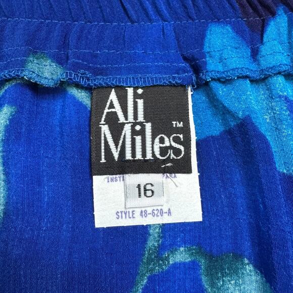Vintage Ali Miles Womens BlueFloral Blouse Top XL & Skirt Set Sz 16 Made in USA - Picture 3 of 13